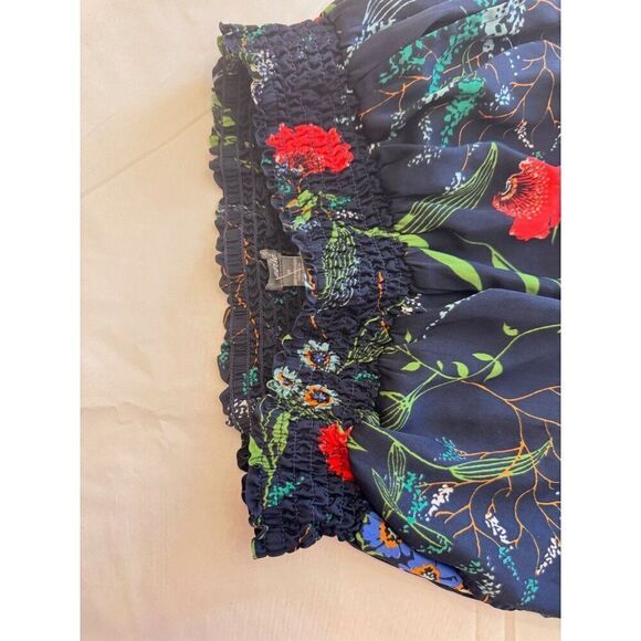 Aerie Navy Floral High-Waisted Palazzo Lounge Pants - Size M EUC Satin Feel - Picture 2 of 11